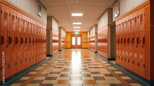 Contemporary School Corridor with Modern Lockers