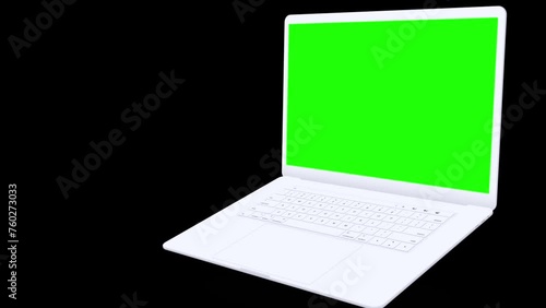 Laptop Mockup Series with blank green screen, isolated on Black background. HD animation for app Prentation and commercials