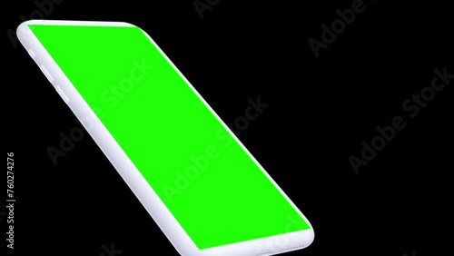 Smartphone Mockup Series with blank green screen, isolated on Black background. HD animation for app Prentation and commercials photo