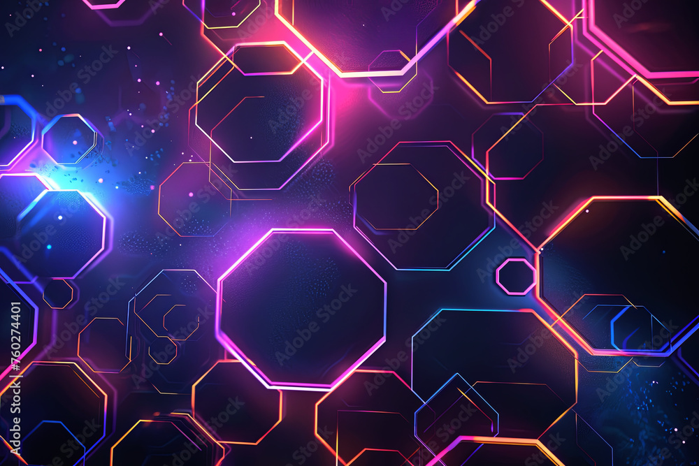 Geometric hexagon pattern with neon light Geometric hexagon pattern with neon light