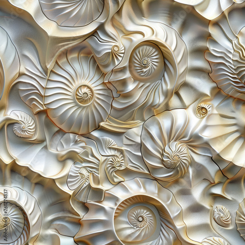 Modern geometric patterns inspired by the intricate shapes and textures of seashells
