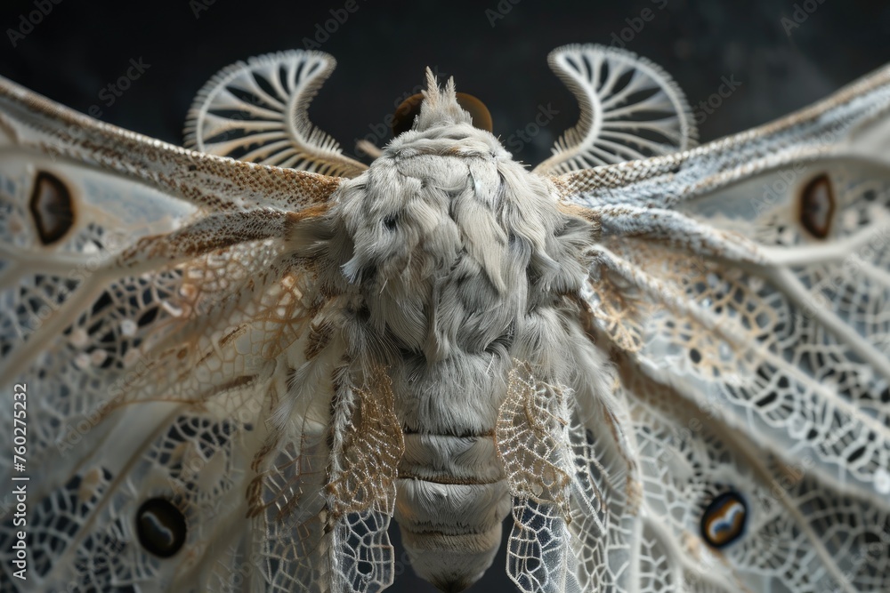The intricate design of a moths wings resembling fine lacework The intricate design of a moths wings resembling fine lacework