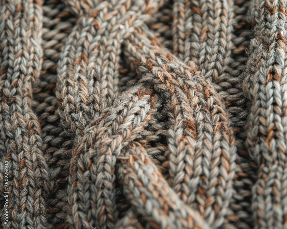 The texture of a knit sweater with each stitch contributing to the overall warmth and pattern