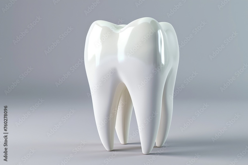 3D Illustration of a healthy white tooth - isolated on a grey studio background 3D Illustration of a healthy white tooth - isolated on a grey studio background