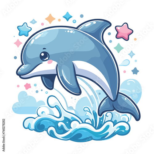 vector cute cartoon dolphin jumping out