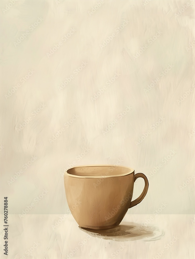 cup sitting table taupe portrait brush strokes glazed ceramic enamel sepia tints emptiness coffee cup sitting table taupe portrait brush strokes glazed ceramic enamel sepia tints emptiness coffee