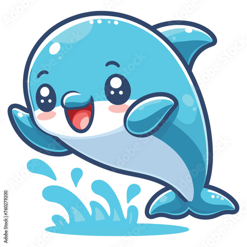 vector cute cartoon dolphin jumping out