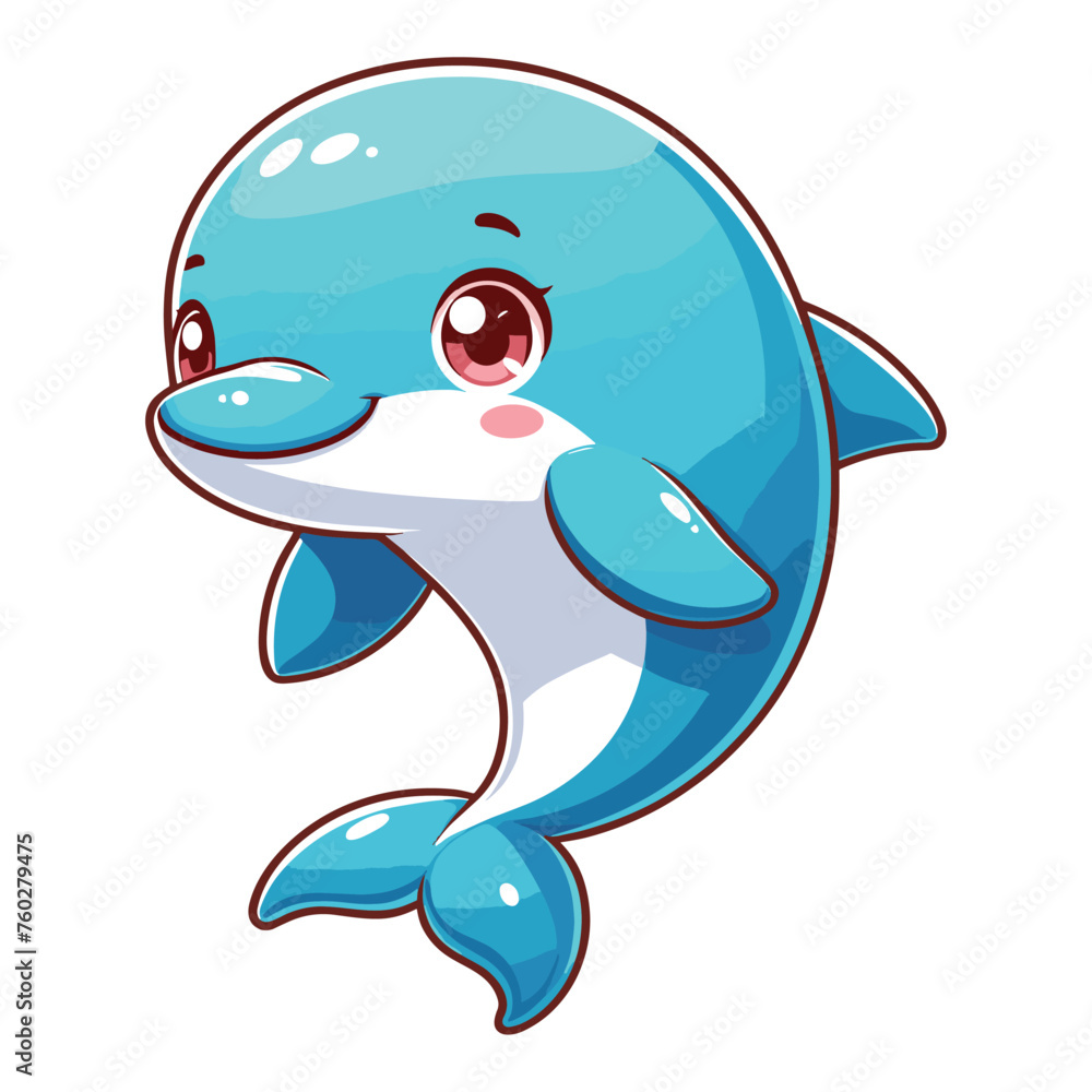Obraz premium vector cute cartoon dolphin jumping out