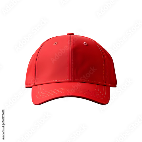 Blank red baseball cap mockup template isolated on white and transparent background