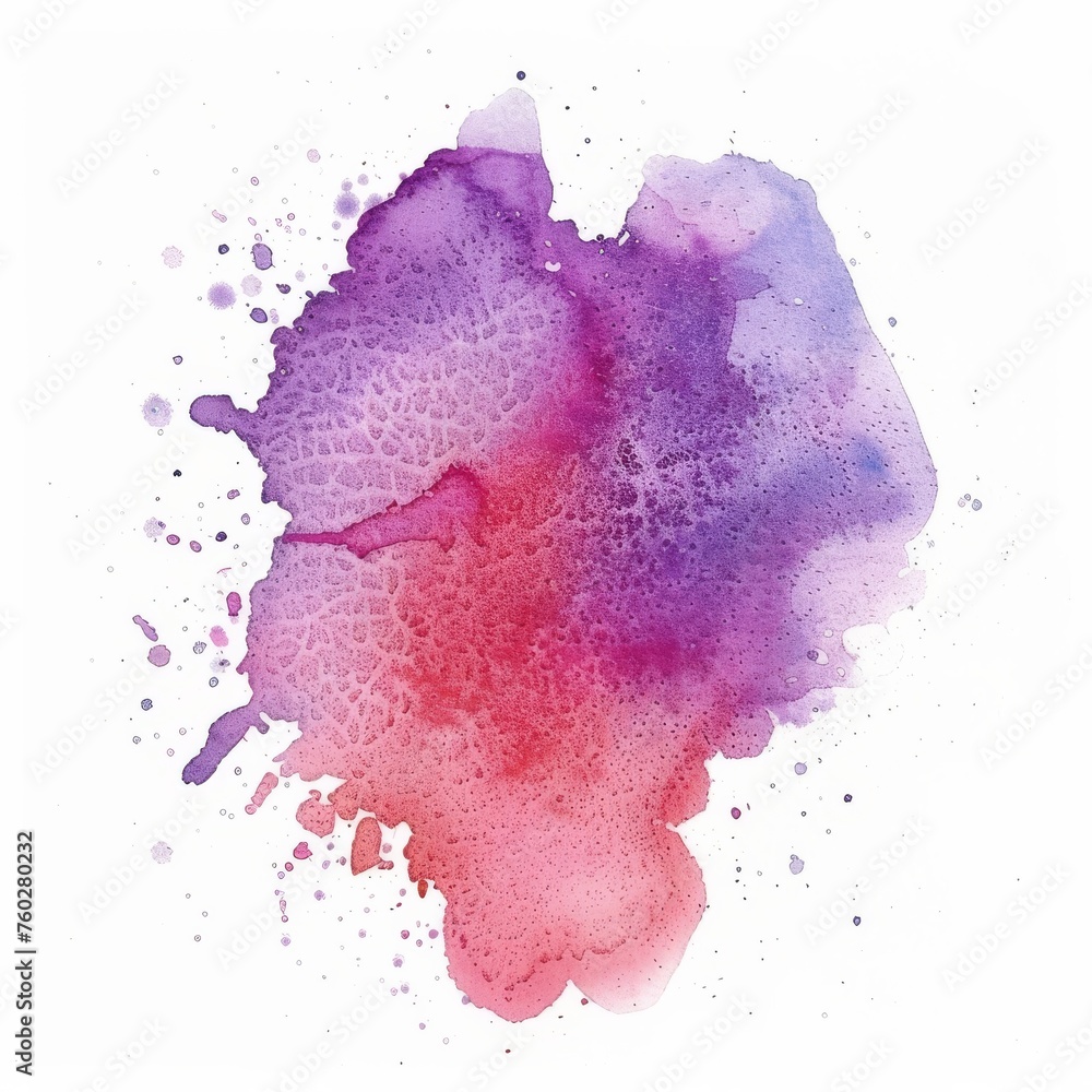 Shades of amethyst and crimson blend in this delicate watercolor texture, evoking a sense of romance on white paper.