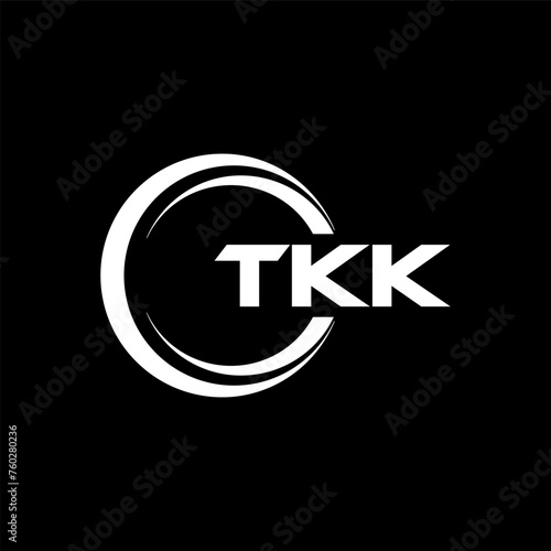 TKK letter logo design with black background in illustrator, cube logo, vector logo, modern alphabet font overlap style. calligraphy designs for logo, Poster, Invitation, etc. photo