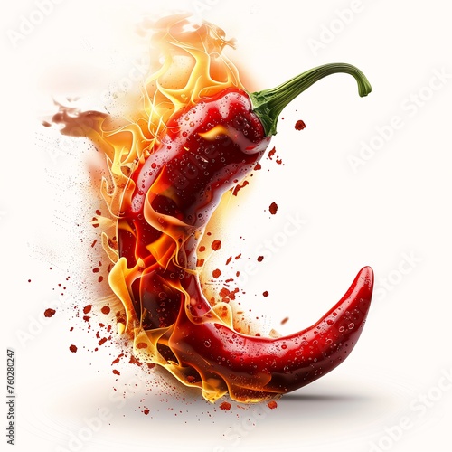 illustration hot chili pepper fire deep splashes mobile trendy typography supercomputers letter flaming serpent chile