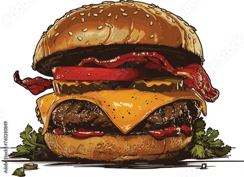 Vector illustration of a branded logo for a smashing burger brand.