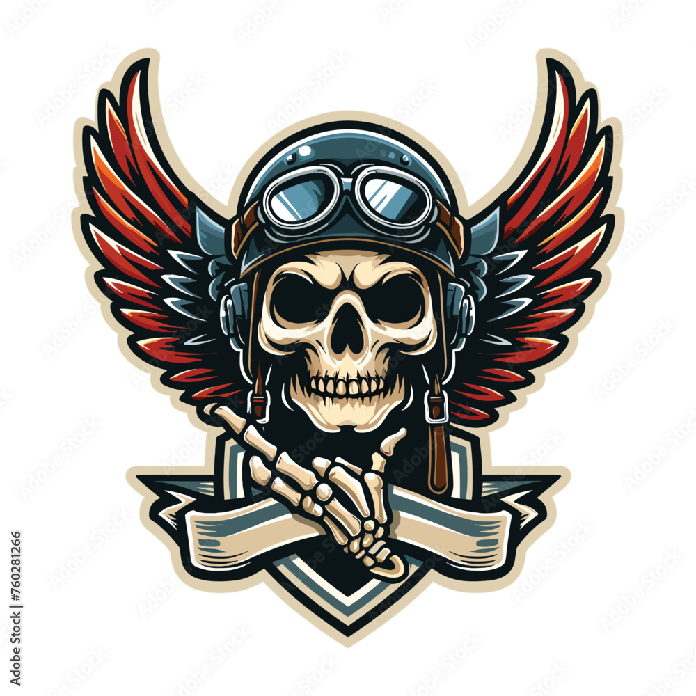scary dead skull with wings mascot vector scary dead skull with wings mascot vector