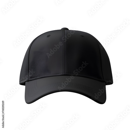 Blank black baseball cap mockup template isolated on white and transparent background