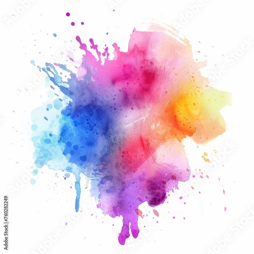 Exuberant watercolor explosion in purple, pink, and orange, ideal for vibrant artistic compositions.