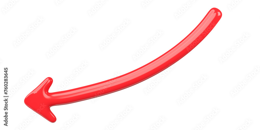 3D Red Curved Arrow Isolated on transparent background. 3D Red Curved Arrow Isolated on transparent background.