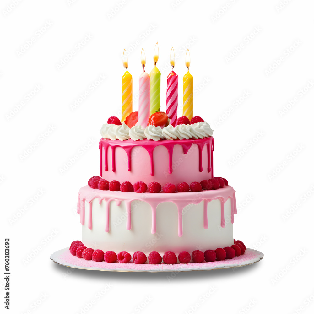 Birthday cake with candle on transparent background Birthday cake with candle on transparent background