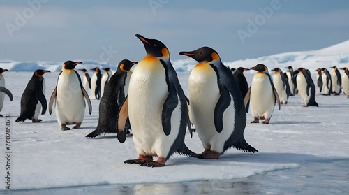 King Penguin (Aptenodytes patagonicus) Chicks in Creche in the rain. generative.ai © ARSHAD
