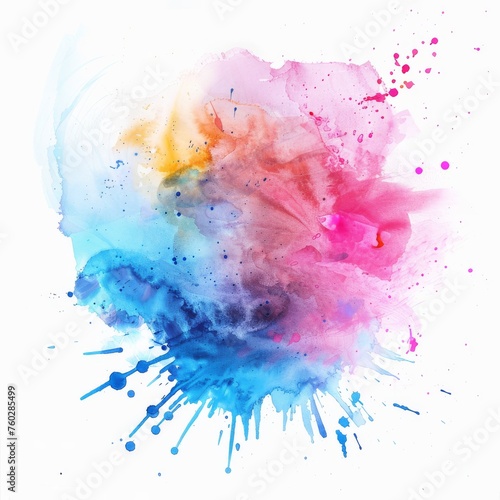 Dramatic watercolor splash in blue and pink, a vivid canvas for abstract and emotional art pieces.