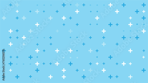 Seamless pattern of evenly spaced white plus symbols of different sizes vector background