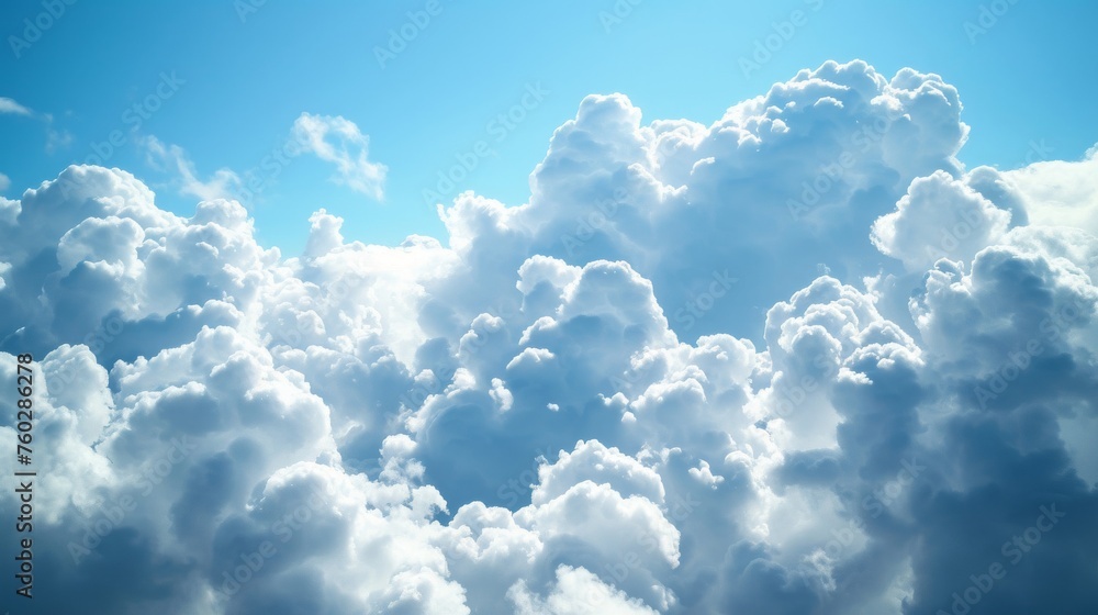 Picturesque view of a sky filled with billowing clouds, offering a versatile background for creative applications Picturesque view of a sky filled with billowing clouds, offering a versatile background for creative applications