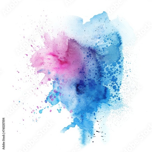 Dramatic watercolor splash with intense blue and magenta, ideal for bold and expressive artwork.