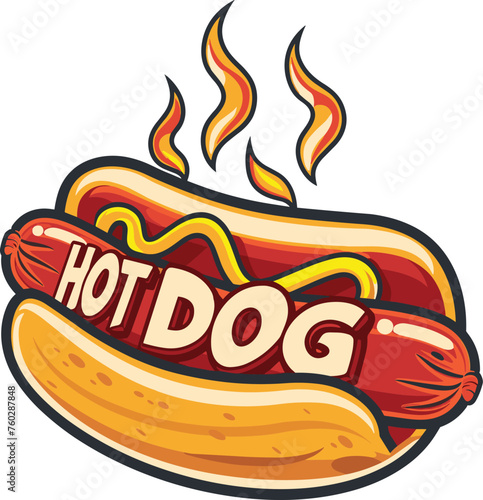 A graphic of a hot dog with the text "HOT DOG" in flat vector style against a white background.