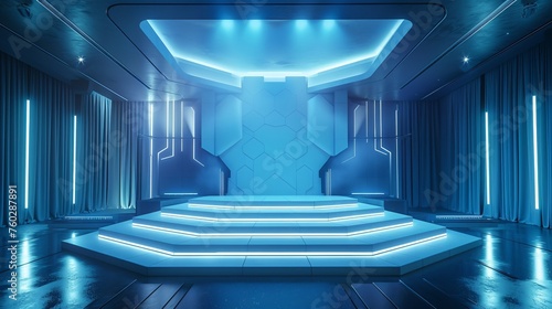 Empty Futuristic Stage Neon Room