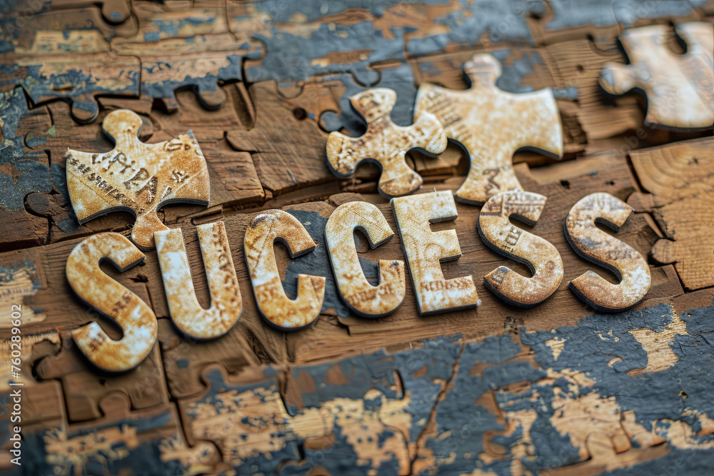 Success text made from jigsaw puzzle