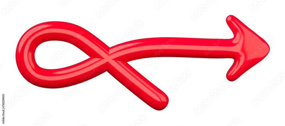 3D Red Curved Arrow Isolated on transparent background. 3D Red Curved Arrow Isolated on transparent background.