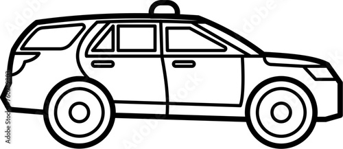 Airport Police Car Outline Illustration Vector