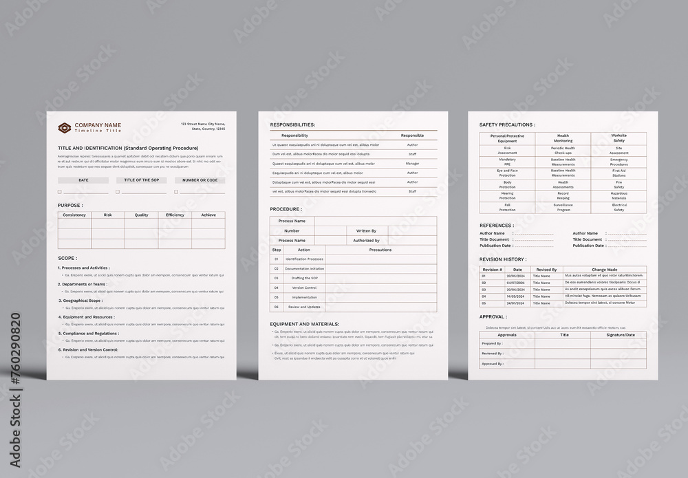 Standard Operating Procedure Template Stock Template | Adobe Stock