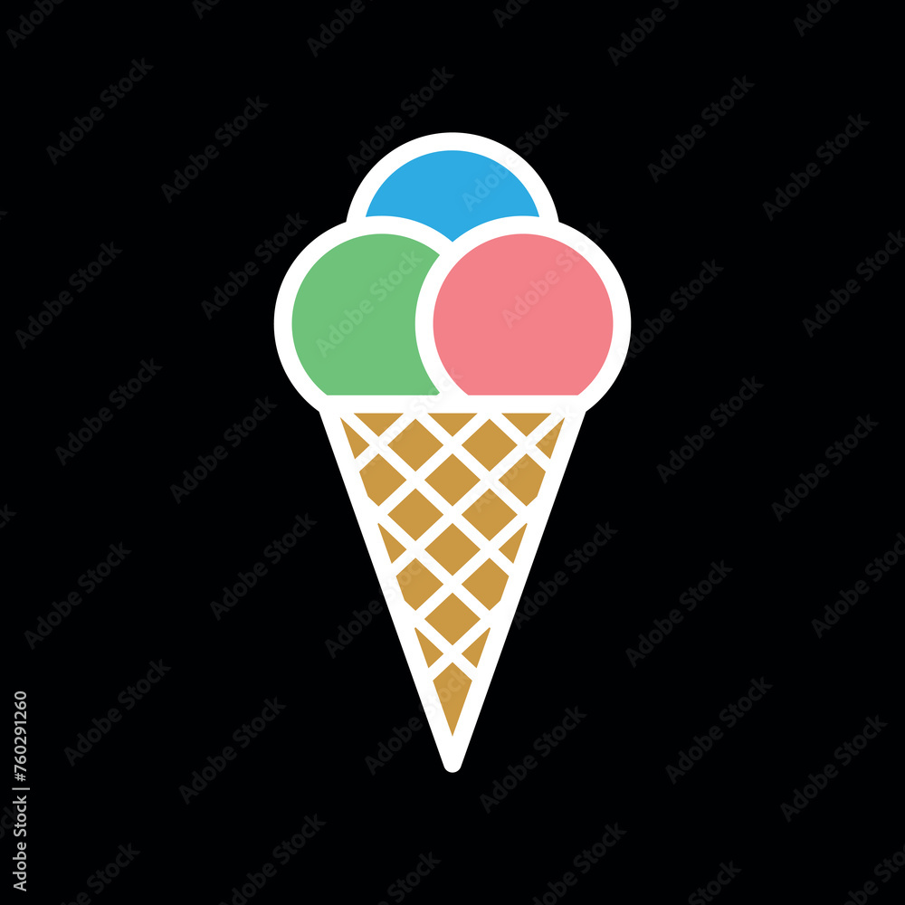 Ice cream icon. Symbol of dessert, cold or sweet. Ice cream in a waffle cup. Ice cream icon. Symbol of dessert, cold or sweet. Ice cream in a waffle cup.