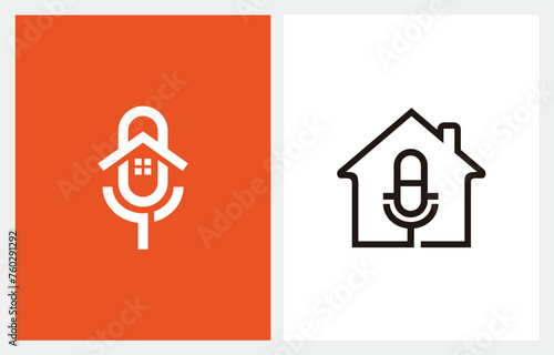 Podcast Home Music Microphone logo design inspiration