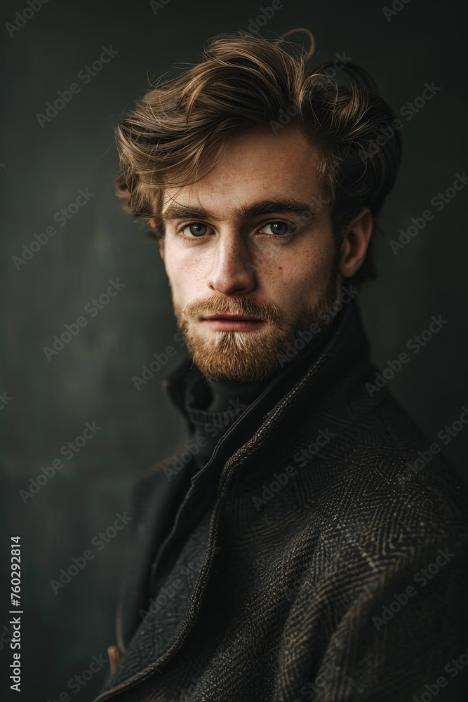 Fototapeta premium A handsome man in dark academic style