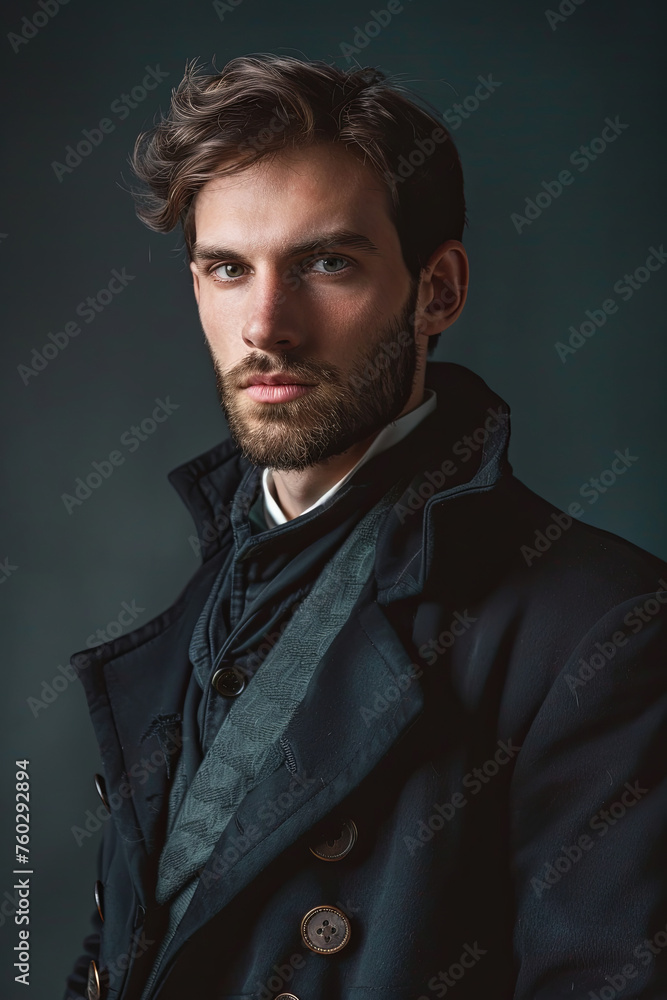 Fototapeta premium A handsome man in dark academic style