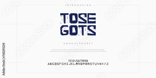 Rough abstract digital alphabet font typography. Bold Condensed Display Font. Vector illustration