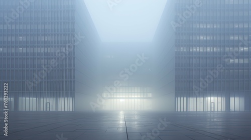 airy light office building illustration open minimalist, efficient sustainable, eco friendly airy light office building