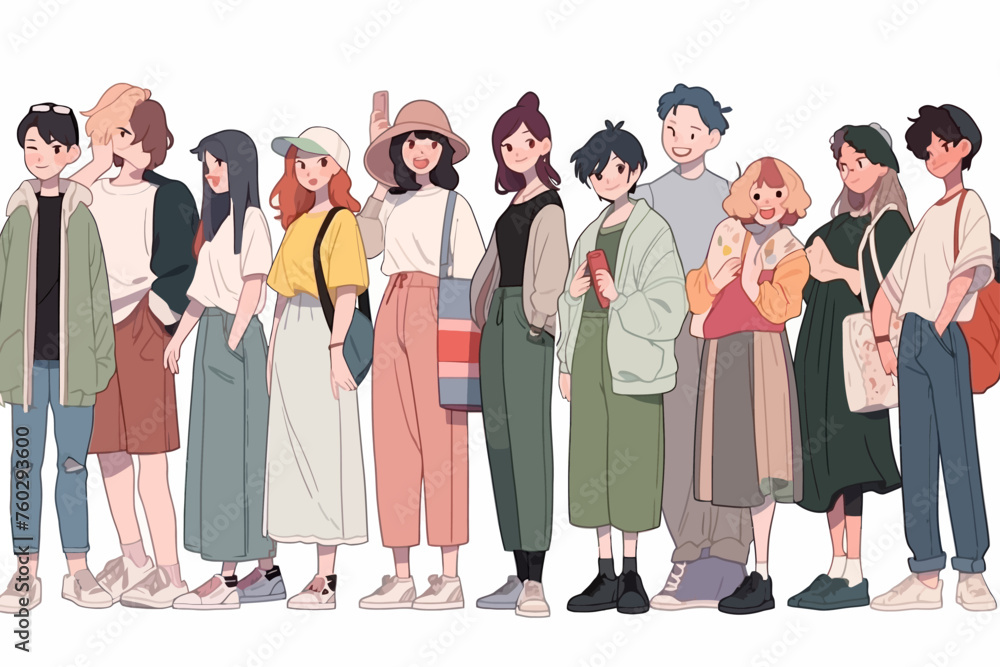 group people in anime style group people in anime style
