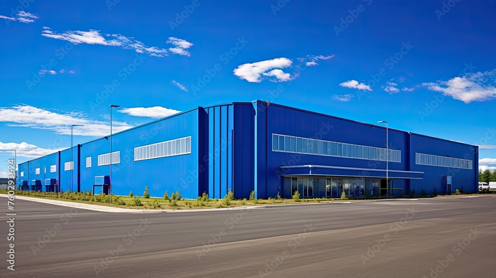 industrial blue warehouse building illustration logistics distribution, facility architecture, steel metal industrial blue warehouse building industrial blue warehouse building illustration logistics distribution, facility architecture, steel metal industrial blue warehouse building