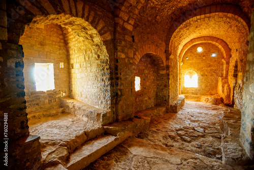 Romanesque hermitage of Sta. Quiteria and S. Bonifacio (11th century). Montsec massif. Huesca.Pyrenean mountain range.Aragon.Spain. photo