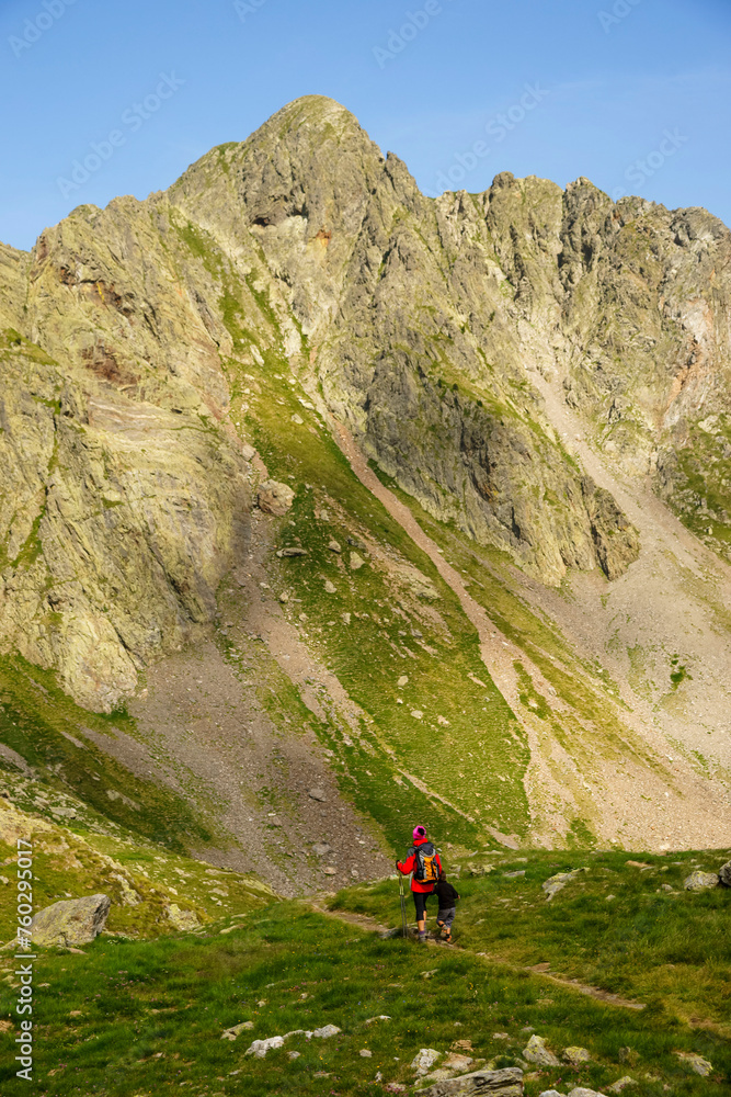 Gorgutes trail .Pyrenean mountain range. Spain.