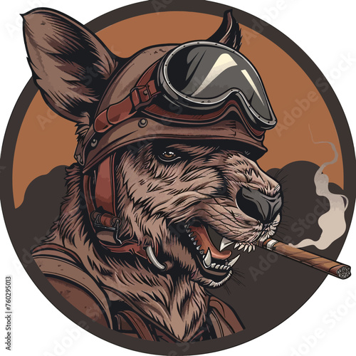 Pilot Kangaroo Smoke Illustration