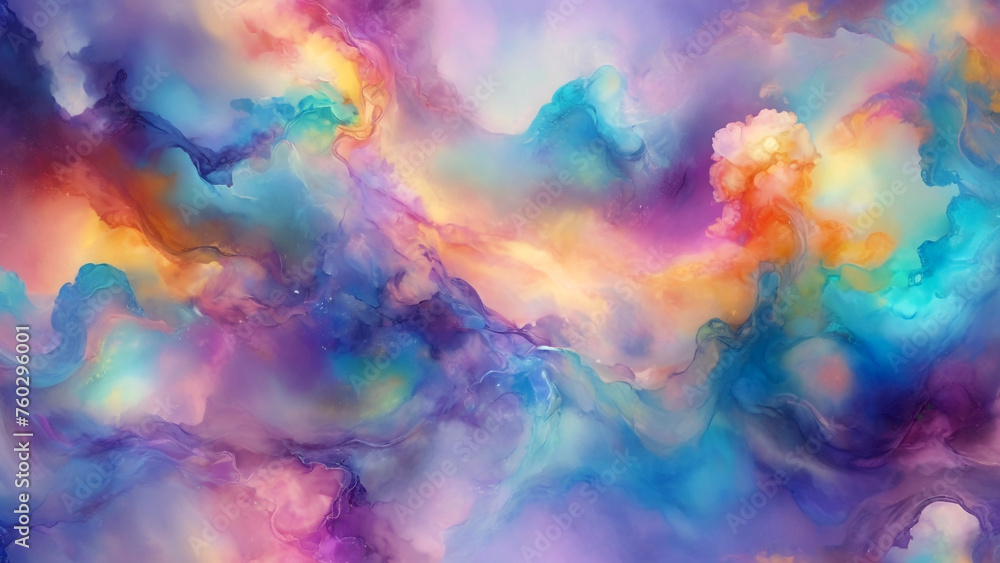 Holographic Hues and Alcohol Ink Gradients in Ultrawide Panoramic HD Painting
