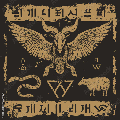Sheep Snake Eagle Logo Vintage 