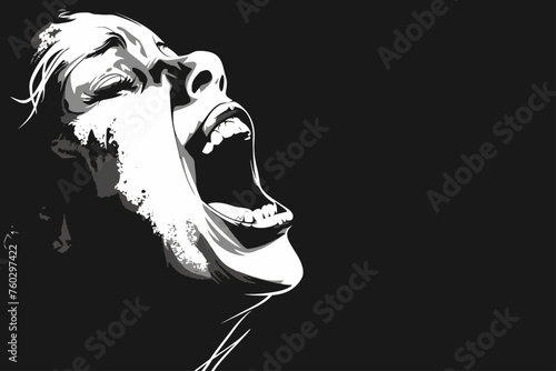 Scream Woman Silhouette in Black and White