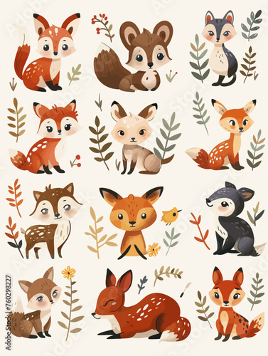 Cartoon illustration Animals Set