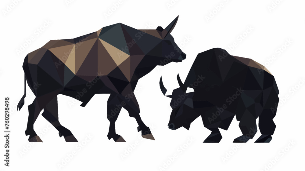 Two Bulls Low Poly Geometric Illustration Two Bulls Low Poly Geometric Illustration