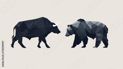 Bull and Bear Low Poly Geometric Illustration